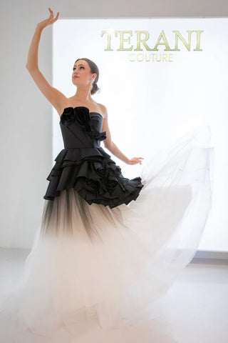 Terani Couture black and white gown