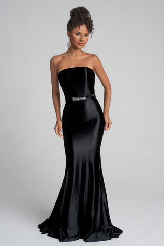 Black strapless gown XO013-BLACK-03