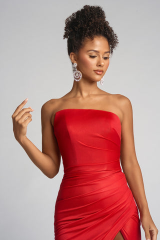 Red strapless gown, XO025-RED-03