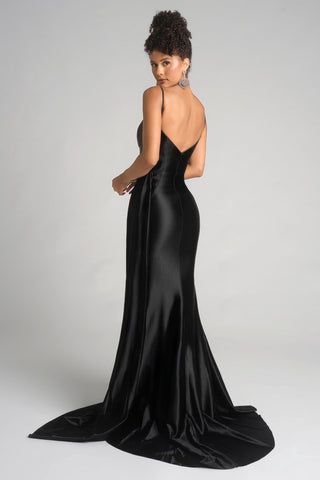 XO037 Black Gown - Elegant woman in a black formal dress