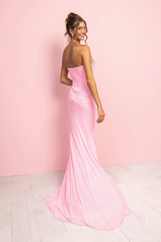 XO059 Pink Strapless Gown