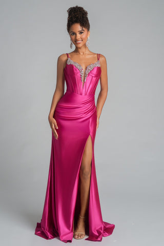 XO105 Fuschia Gown with High Slit