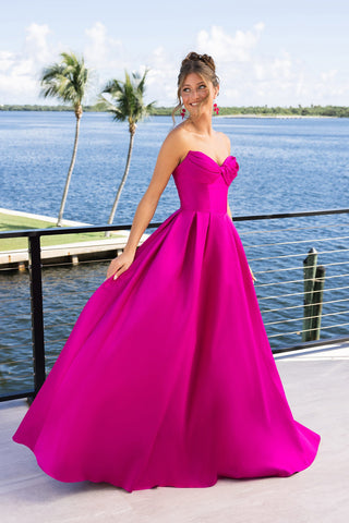 Magenta formal gown XO110 by the water