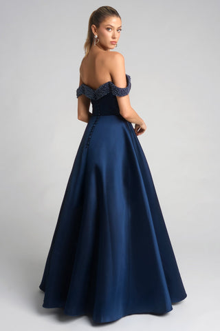 Navy off-shoulder formal gown, XO117-Navy-02