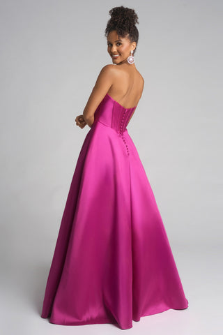 Magenta strapless gown XO124.