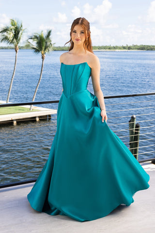 XO124 Teal Formal Dress | Woman in Teal Gown