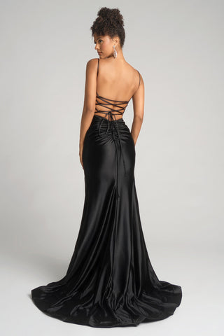 XO168 Black Dress - Formal Gown with Lace-Up Back