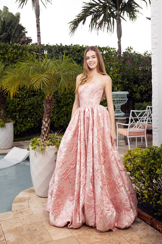 Pink gown XO180 outdoors