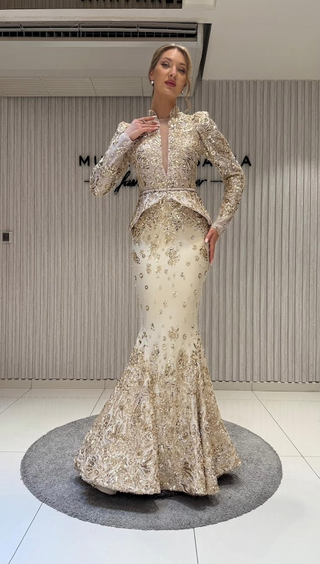 Woman in elegant formal gown