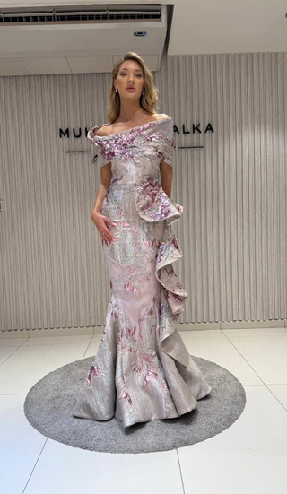 Woman in a formal gown.