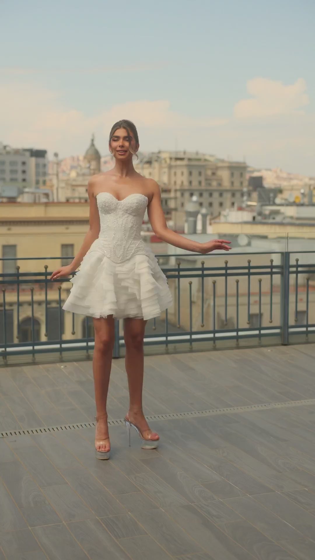 PS27316 Ivory bridal mini dress video