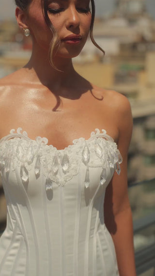 PS27308 Ivory bridal mini dress video