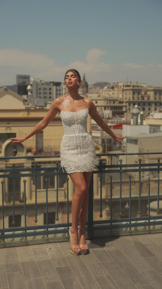 PS27311 Ivory bridal mini dress video
