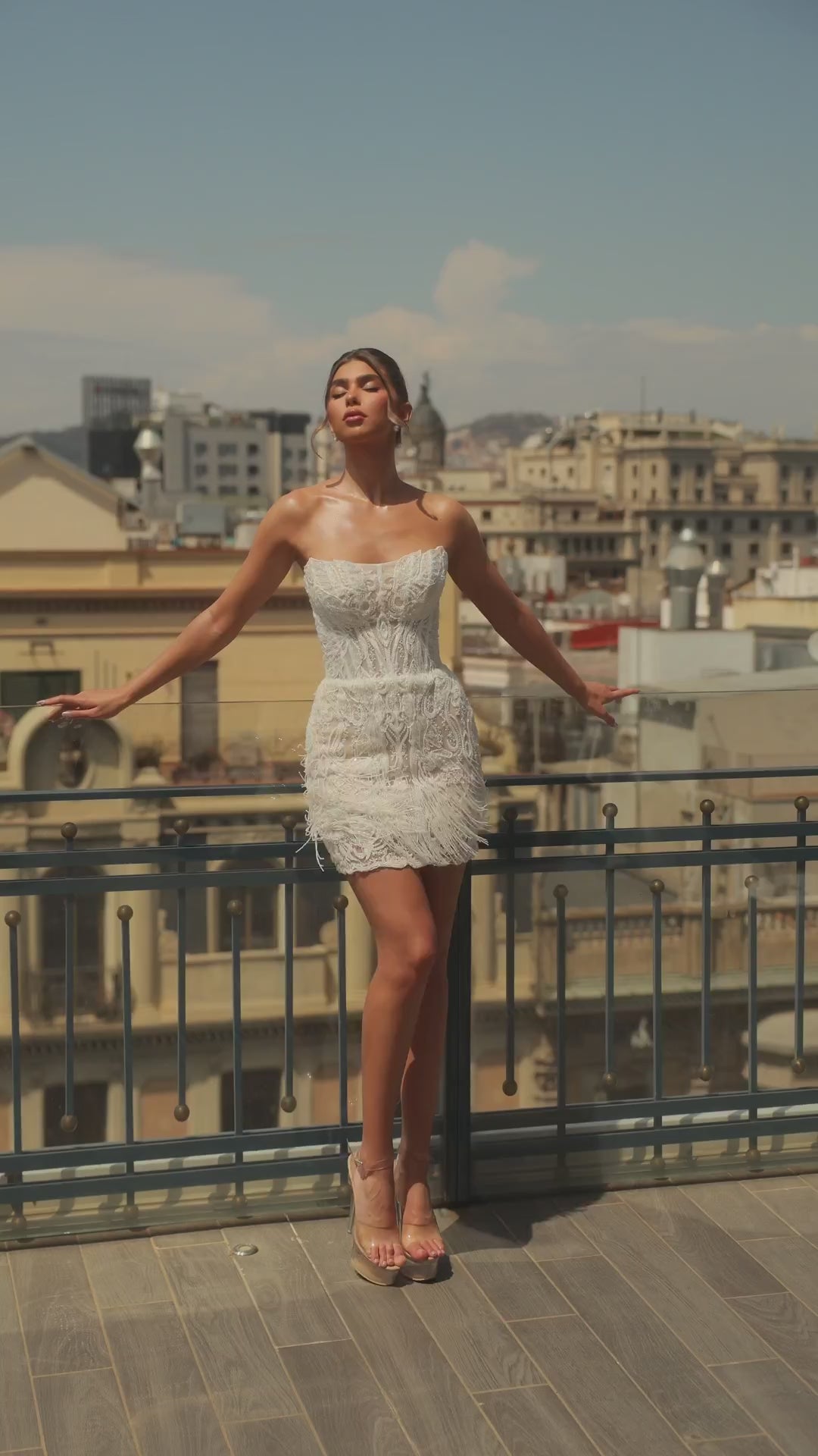 PS27311 Ivory bridal mini dress video