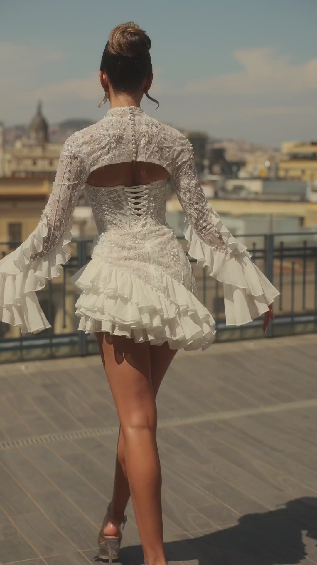 PS27321 Ivory bridal mini dress video