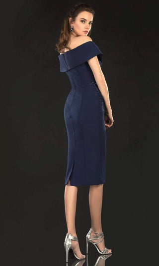 Terani Couture off-shoulder ruffle cocktail dress
