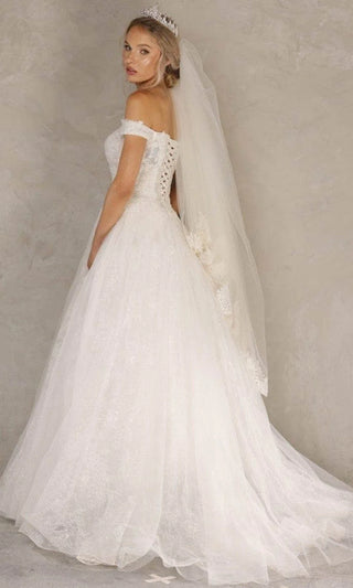 Terani Couture off-shoulder applique bridal gown