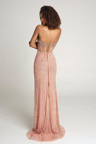 Elegant pink beaded gown, zF6oCD6t.